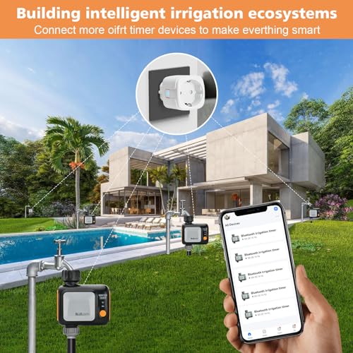 Johgee WiFi Watering Timer, Automatic Watering Timer with WiFi Hub, APP and Voice Control, Programmable Irrigation Timer and Remote Watering for Garden, Lawn