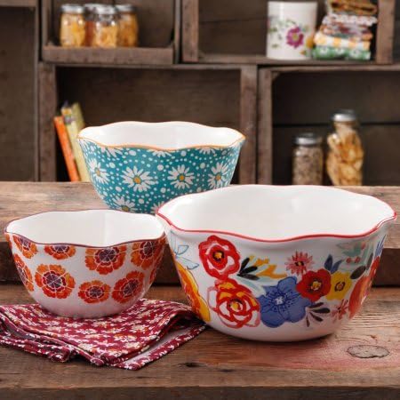 The Pioneer Woman Flea Market Wavy Nesting Bowl Set, 3-Piece, 15.00 x 14.00 x 11.00 Inches