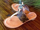 Handcrafted thong sandal fashioned with Repurposed Louis Vuitton monogram canvas