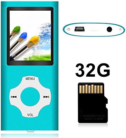 Tomameri Portable MP4 / MP3 Player with 32 GB Micro SD Card, Music Player with Rhombic Button, E-Book Reader, Mini USB Port, Photo Viewer, Voice Recorder,Including Earphones and USB Charger-32GB,Blue