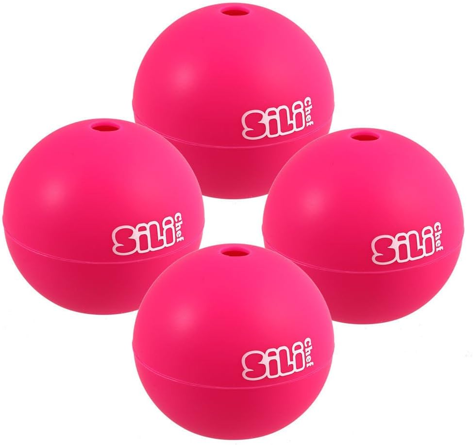 SiliChef Silicone Ice Ball Maker Mold, 2.5 inch Sphere (4, Pink)