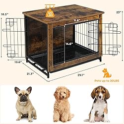 TLSUNNY Dog Crate Furniture, Wooden Side End