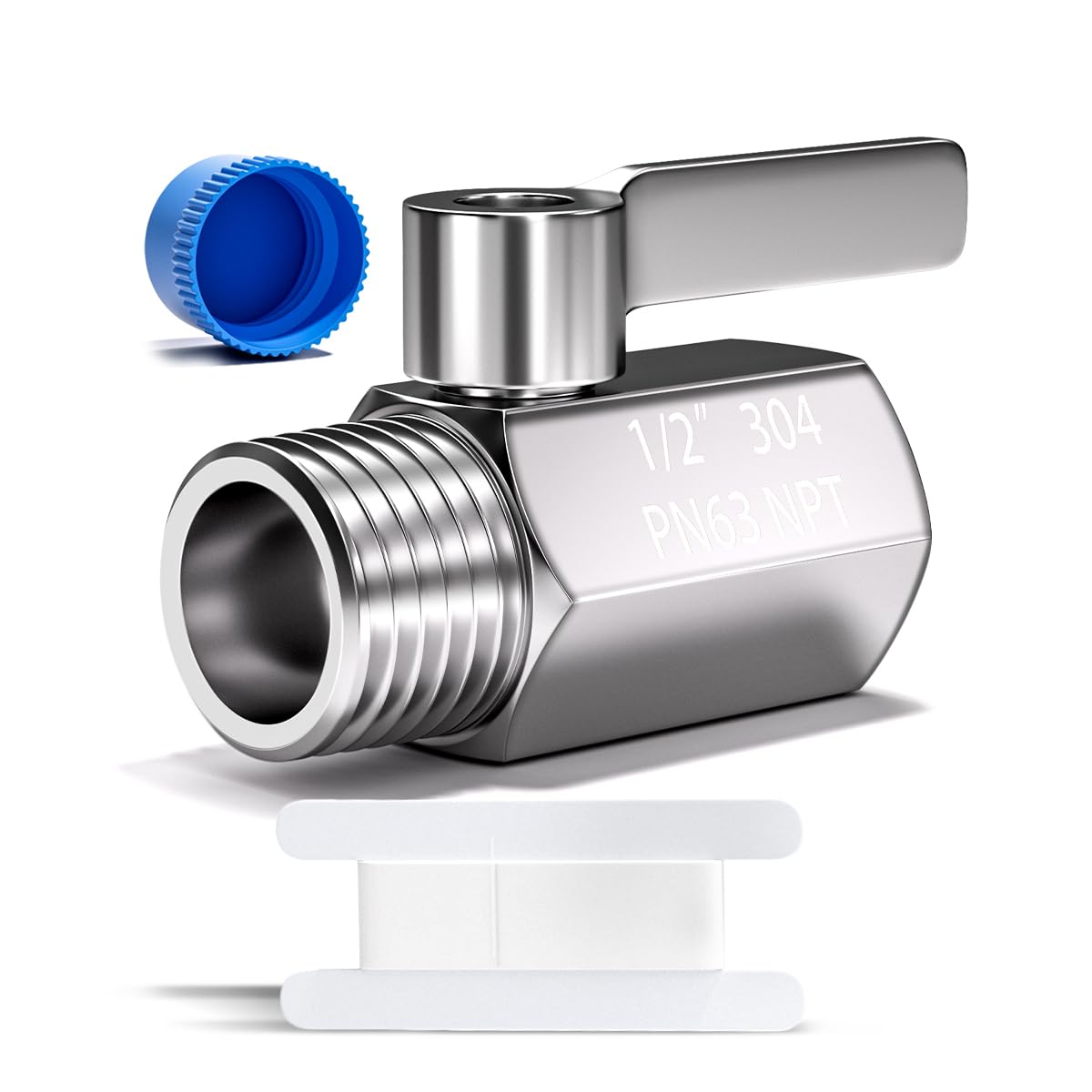 Photo 1 of BWINTECH 304 Stainless Steel Showerhead Shut Off Valve with Handle, Mini Ball Valve 1/2" Female X Male NPT, Water Flow Control Valve Regulator Chrome, ShowerHead Flow Control Valve