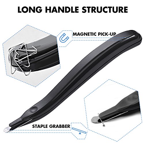 YOUNG4US 6 PACK Staple Remover, Classic Jaws Style & Magnetic Push Style Staple Removal Tool Staple Puller Professional Staple Removers for Office, School and Home, Black