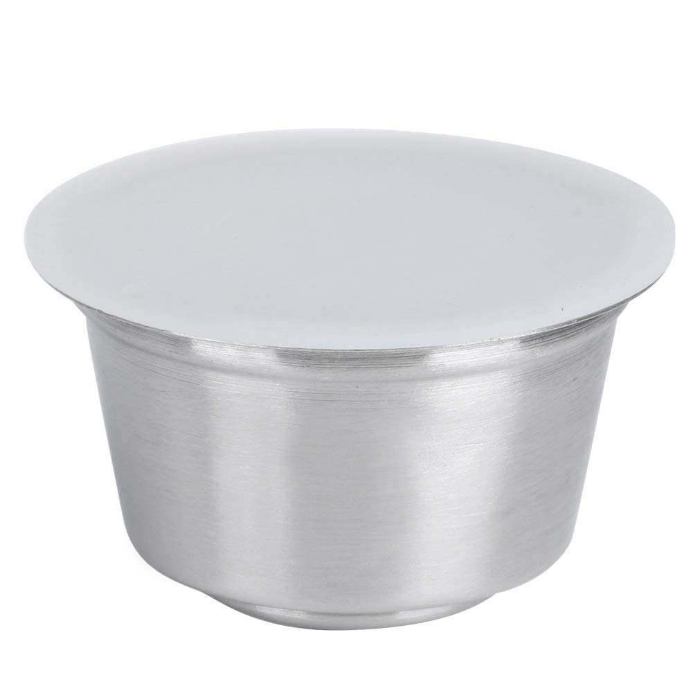 Stainless Steel Refillable Reusable Coffee Capsule Cup Suitable for Coffee Maker, Stainless Steel Capsules (White)
