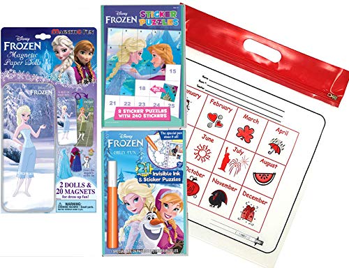 Lee Publications Frozen 2 No Mess Activity 3 Pack for Girls: Sticker Puzzler Pack, Invisible Ink Coloring Book, and Magnetic Paperdoll Dress Up Set