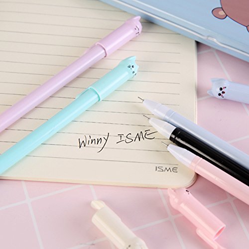Girl Cute Pens Kawaii Pen Cute Cat Pen 0.5 mm Gel Pens Black Ball Point Pens for School Office Supplies (12 cat)