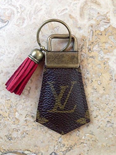 Handcrafted keychain with tassel fashioned from repurposed authentic Louis Vuitton monogram canvas