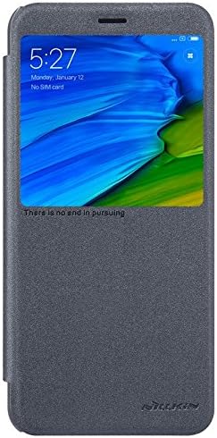 DISLAND Xiaomi Redmi Note 5 Pro Case [Slim Fit] Flip Matte PU Leather Window Fashion Phone Cover Smart Case for Xiaomi Redmi Note 5 Pro,Gray
