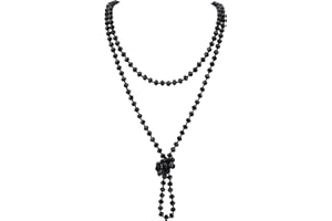 Firstmeet Fashion Beads Rope Knot Long Beaded Necklace Versatile 60" Strand Costume Jewelry for Women