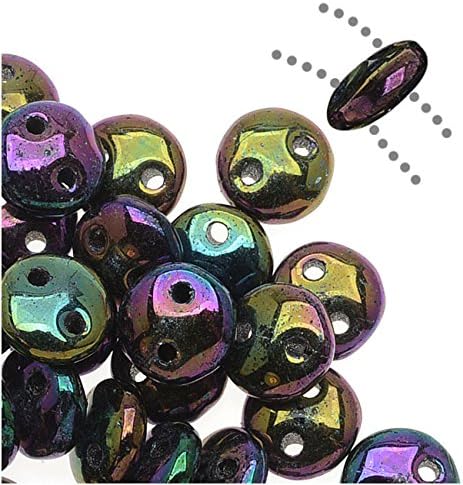 CzechMates Glass 2-Hole Round Flat Lentil Beads 6mm - Purple Iris (1 Strand)