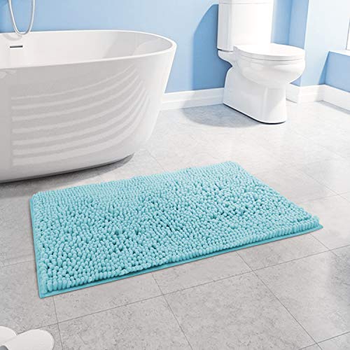 HOMEIDEAS Bathroom Rugs Light Blue, NonSlip Carpet for Tub Bathroom