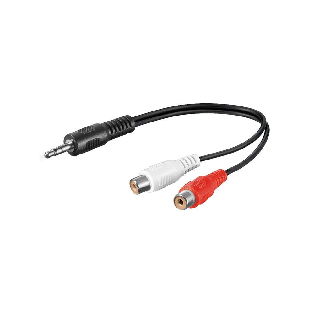 Goobay 50600 3.5 mm Audio Cable Adapter, Male to Stereo RCA Female, Black, 0.2 m Cable Length, Headphone