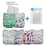 LBB Cloth Diapers Set With Adjustable Snaps Reusable,6 Diaper Covers+ 6 Inserts