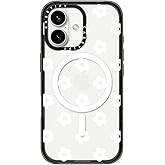 CASETiFY Impact Case for iPhone 16 [Slim / 8.2 ft. 4X Military Grade Drop Protection/Compatible with Magsafe] - Ditsy Daisies - White - Clear Black