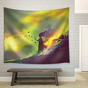 Burning Woman,Illustration Painting - Fabric Wall Tapestry Home Decor - 51x60 inches
