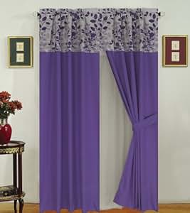 Amazon.com: Fresca Purple and Gray Curtain Set: Home & Kitchen