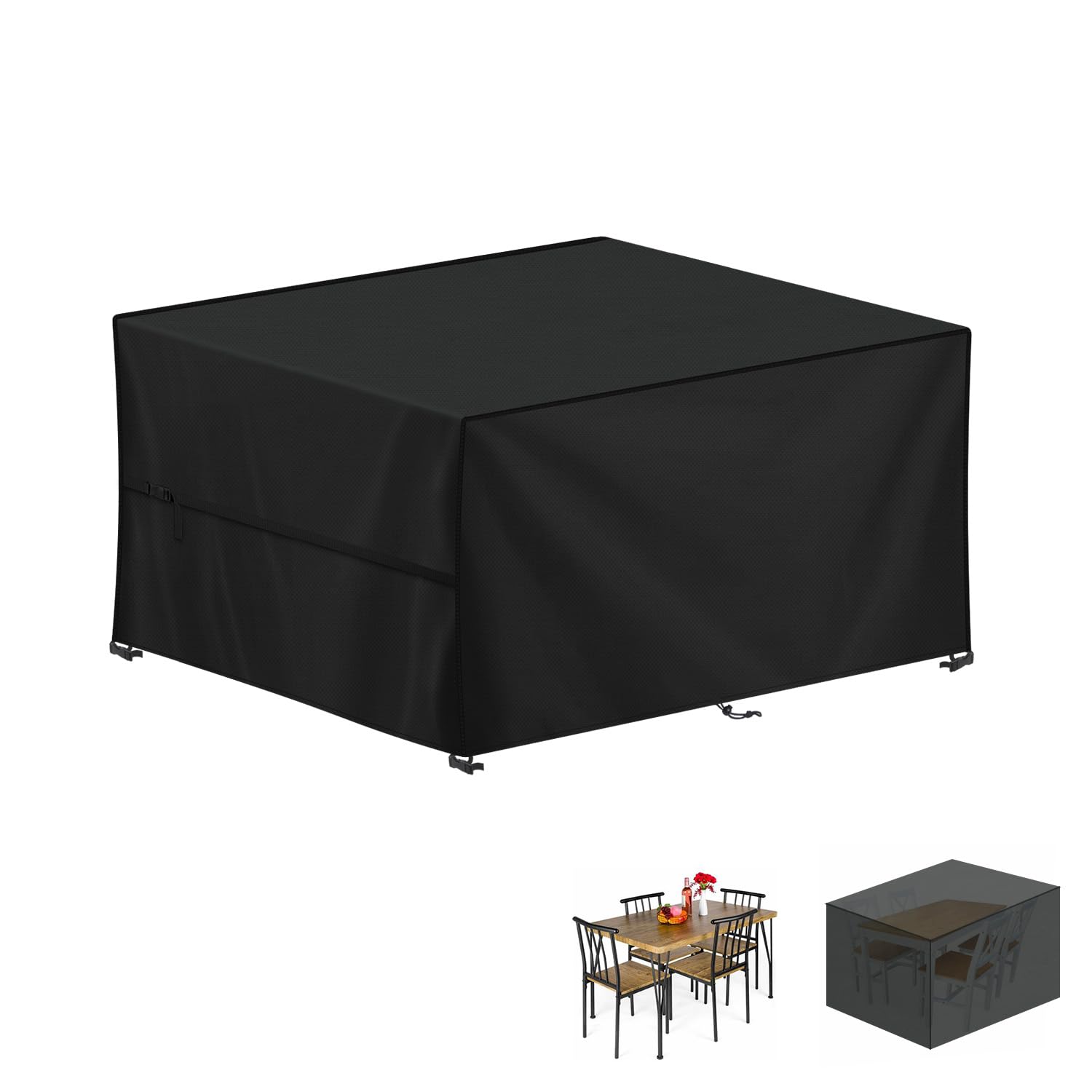 LAMUNI Outdoor Garden Table Cover Rectangular Garden Furniture Covers Waterproof Patio Table Covers Anti-UV Rattan Sofa Set Cover Windproof 420D Oxford Patio Covers for Outdoor Furniture, 120x90x75cm