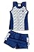Street Tennis Club Girls Tennis Dress & Golf Outfit, Athletic Skirts Dress with Built-in Shorts - Girls Active Golf and Tennis Clothes Navy Large (9-10 Years)
