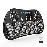 Tripsky T9 2.4GHz Backlit Wireless Mini Keyboard, Handheld Remote with Touchpad Mouse for Android TV Box, Windows PC, HTPC, IPTV, Raspberry Pi, XBOX 360, PS3, PS4(Black)