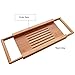 Everything Bamboo Bathtub Caddy Tray Featuring Extendable Sides, Glass Holder, Folding Mirror & Towel Holder