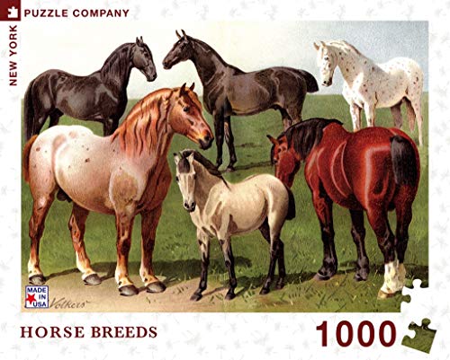 New York Puzzle Company - Vintage Images Horse Breeds - 1000 Piece Jigsaw Puzzle