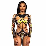 haoricu Bikini Swimsuit, Retro Women Bandage One Piece Bikini African Print Monokini Push Up Padded Bra Swimwear (M, Black ❤️)