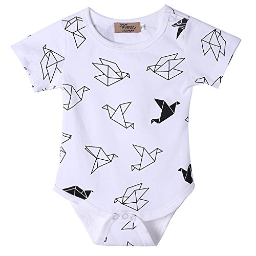 Baby Boys One Piece Short Sleeve Paper Crane Printing Romper Jumpsuit Outfits