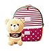 MATMO 3D Cute Cartoon Little Plush Baby Backpack Baby Toy Bag Rose Red Bear
