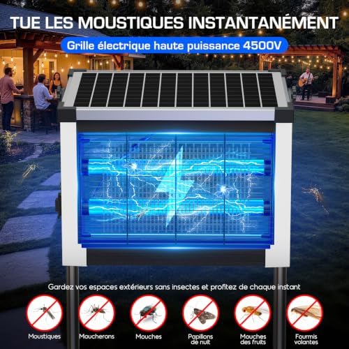 Lampe Anti Moustique Extérieur Solaire, Étanche IPX5 (Blanc)