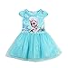 MIQI Girls Kids Princess Dress Frozen Dress Shiny Sequins Lace Tutu 4 Years Old Blue