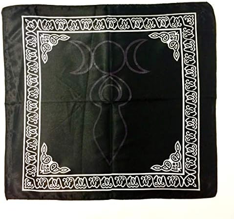 Osiris Trading UK Triple Moon Goddess Altar Cloth Tarot Wiccan Supplies Pagan Decor Wall Hanging Silk Effect Black
