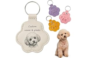 Umitive Pet Memorial Gifts for Loss of Dog, Custom Keychain with Photo & Name, Engraved Leather Gifts for for Pet Lovers