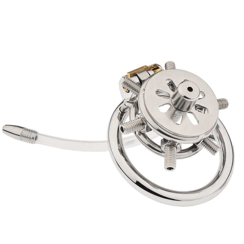 Inverted Chastity Device with Rivet Stainless Steel Chastity Cage Chastity Lock Beginner Cage Penis Cage Adult Toys Penis Ring Erection Ring Bondage Stimulation for Men Couple