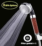 Ionic Shower Head,High Pressure Water Saving 3 Mode Function Filtered Handheld Showerhead,Anion Energy Ball Purifies Water Shower Remove Chlorine,Softens Hard Water