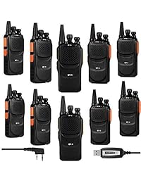 Baofeng Pofung GT-1 UHF 400-470MHz FM Radio de jamón bidireccional naranja (LOTE 10) + 1 x Cable de programación, paquete de 10