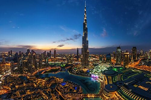 Dubai Emirates UAE Sky Skyscrapers Burj Khalifa (P-001549) - Poster Art Print on Canvas (30x20inch)