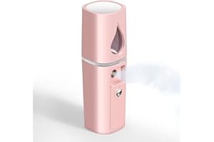 GIVERARE Nano Facial Steamer, Handy Mini Mister with Mirror, USB Rechargeable Mist Sprayer, Visual Water Tank Moisturizing&Hydrating for Face, Makeup, Skin Care, Eyelash Extensions-Pink