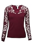 MonsterCloset Cotton Span Top w/ Lace Long Sleeve