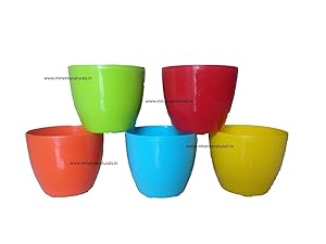 Malhotra Plastic Cool Pot (13cm, Pack of 5, Multicolour)