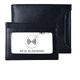 Mens RFID Blocking Leather Wallet Billfolds, With Removable Minimalist RFID Front Pocket Slim Wallet