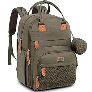 Diaper Bag Backpack, BabbleRoo Baby Nappy Changing Bags Multifunction Waterproof Travel Back Pack with Changing Pad & Stroller Straps & Pacifier Case, Unisex and Stylish (Army Green)