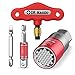 Multifunction Universal Socket Tool Set - Universal Soket Grip (9-21mm), Ratchet Wrench Power Drill Adapter, Double Ended Screw-Driving Bit, Tool for DIY Handyman (Red)