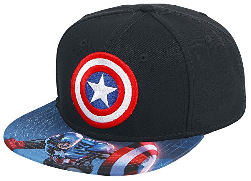 BIOWORLD Marvel Captain America Sublimated Bill Snapback Cap, Black