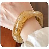 Mexegy Chunky Square Acrylic Cuff Bangle Bracelet for Women,Geometric Aesthetic Thick Wide Resin Statement Bracelet,Personalized Trendy Jewelry Accessories Gift