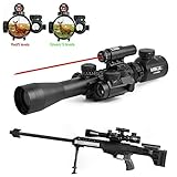 Vokul® Tactical 3-9x40mm Illuminated Rifle Scope with Red Laser & Red Dot Sight of Red / Green Reticle Mount