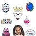 Birthday Photo Booth Props - Fully Assembled, No DIY Required Birthday Party Masks - Colorful and Durable Birthday Party Photobooth Props - Blend of Hats, Glasses, Mustaches, Lips (18 pcs)