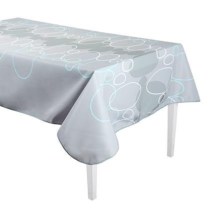 Déco De Rêve Nappe Polyester Gris Clair Bleu 42997 150 X 240