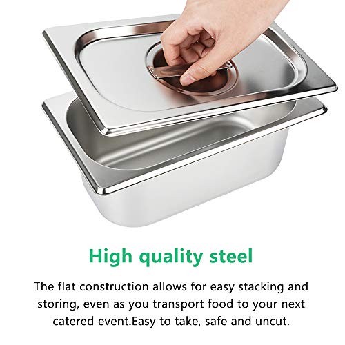 image for Kitma 1/9 Size Stainless Steel Solid Steam Table Pan Cover, Pan Lids, 