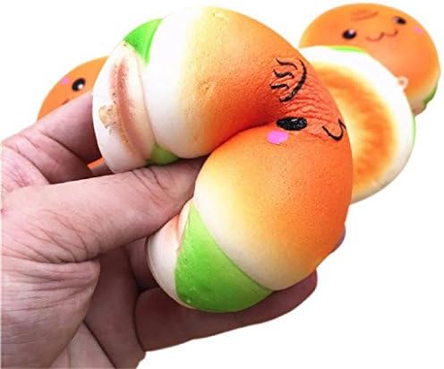 ICCO0 1 Pcs Jumbo Hamburger Cake Squeeze Kawaii Emotion Emoji Squishy Slow Rising Stretchy Charm Cute Bread Strap Kid Toy Gift